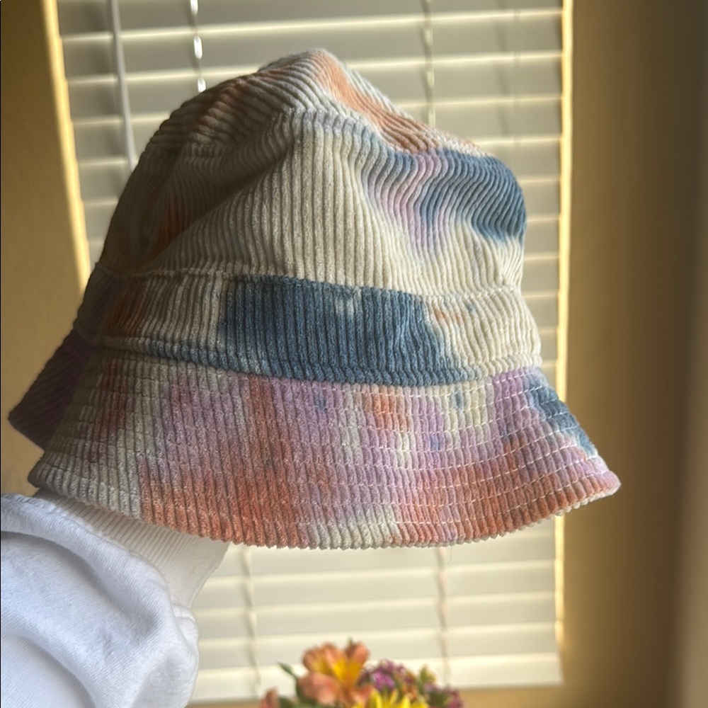 Urban Outfitters Blue and Pink Tie-Dye Bucket Hat